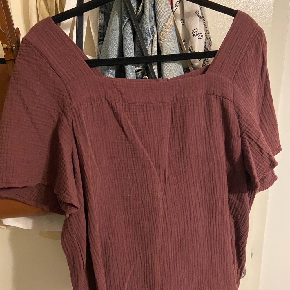 Madewell Gauze Peasant Top with Flutter Sleeves